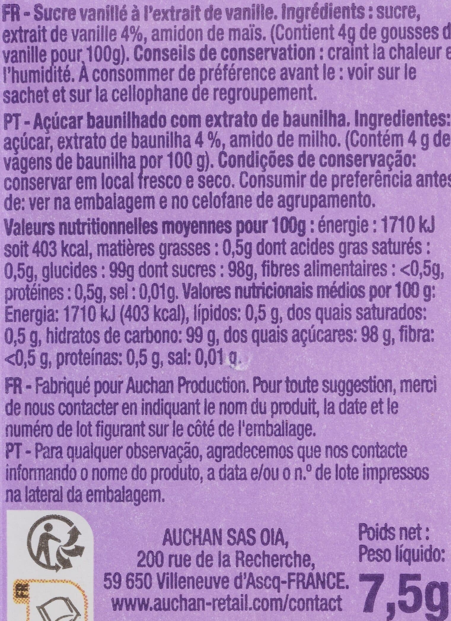 Auchan Sucre vanillé à l'extrait de vanille packshot