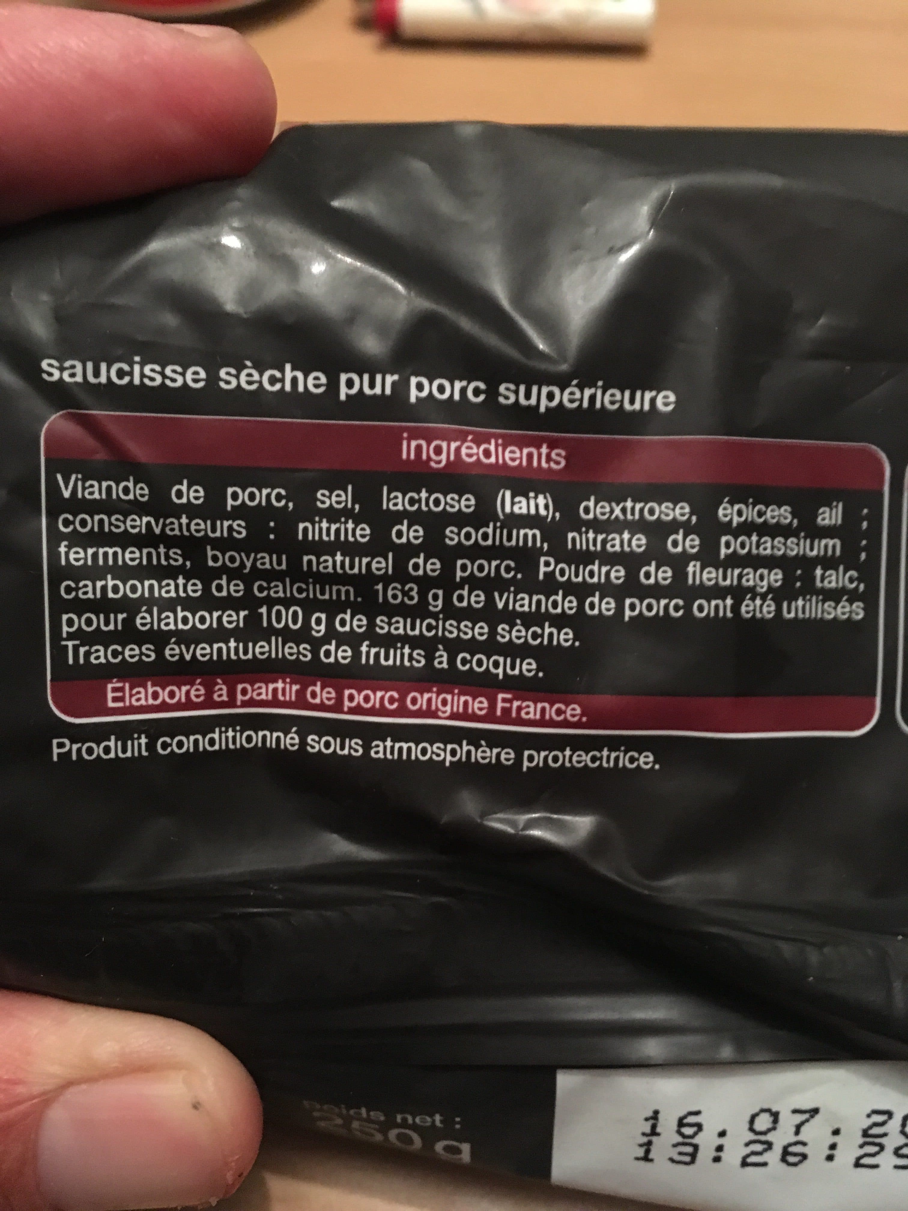 Auchan Saucisses sèche pur porc supérieure packshot
