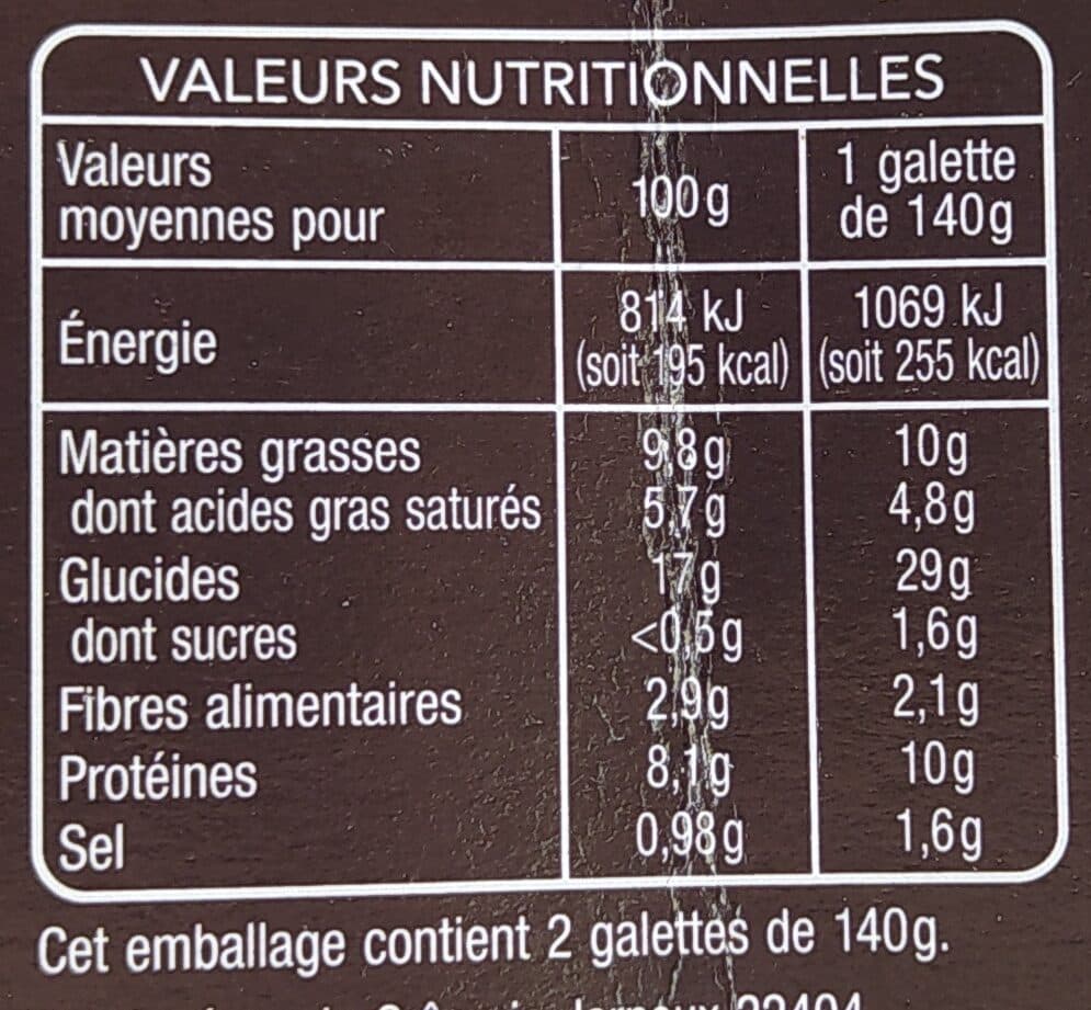 Auchan A table en côte d'ArmorGalettes Bretonnes pommes de terre, lardons, fromage packshot