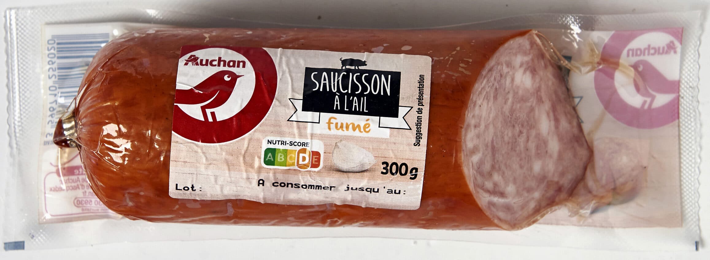 Auchan Saucisson à l'ail fumé qualité supérieure packshot