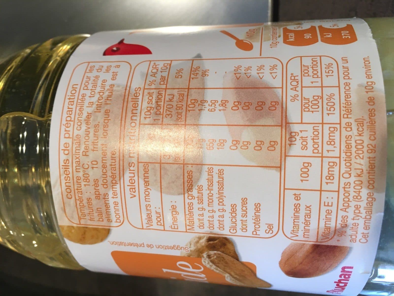 Auchan Huile d'arachide packshot