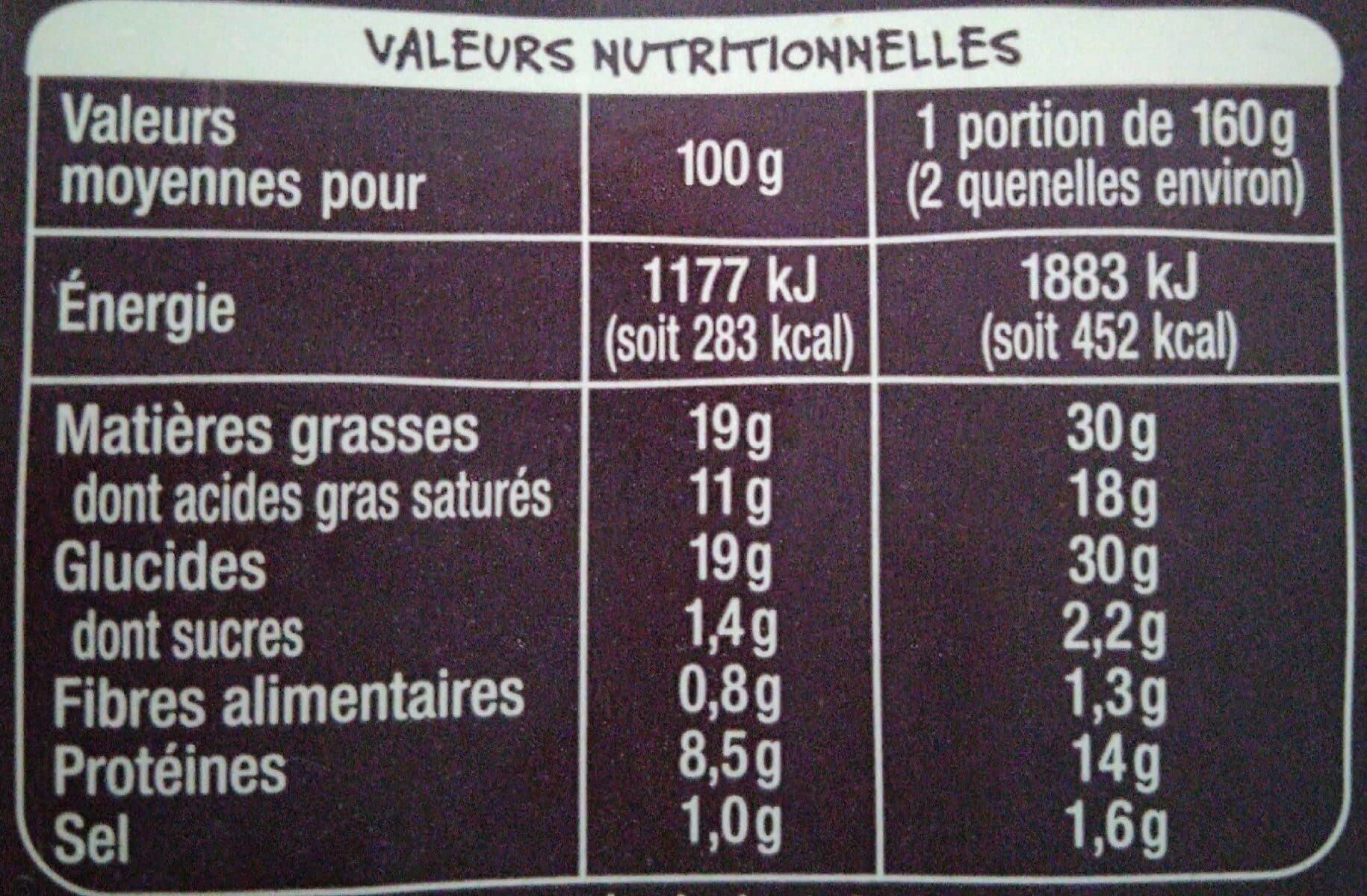 Auchan Quenelles à la lyonnaise nature, au beurre packshot