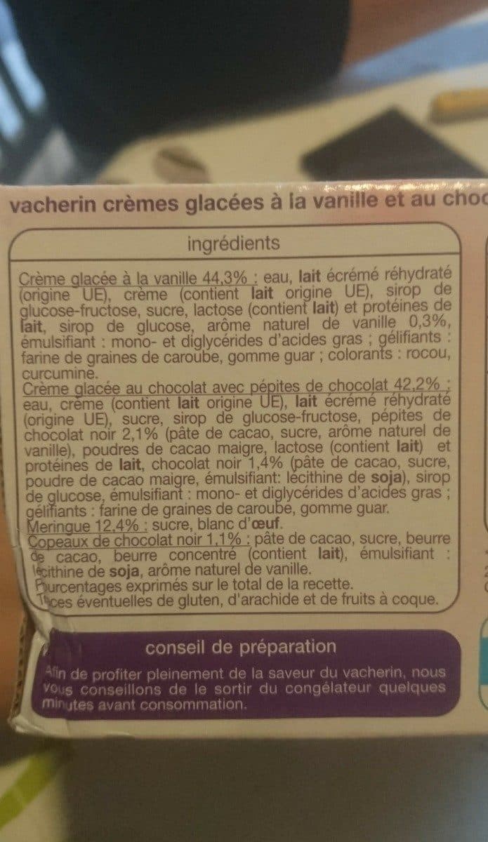 Open Food Facts Vacherin vanille chocolat packshot