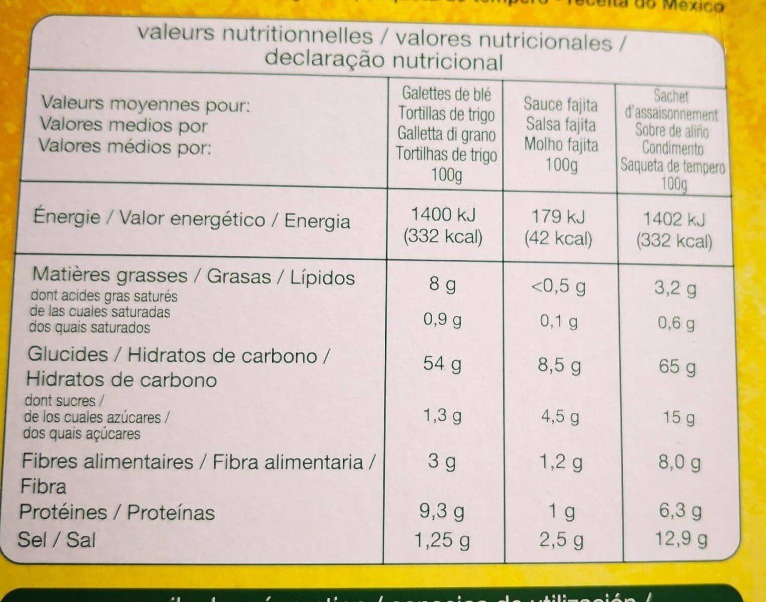 Auchan Kit fajitas 8 galettes de blé + sauce cuisinée +sachet d'épices packshot