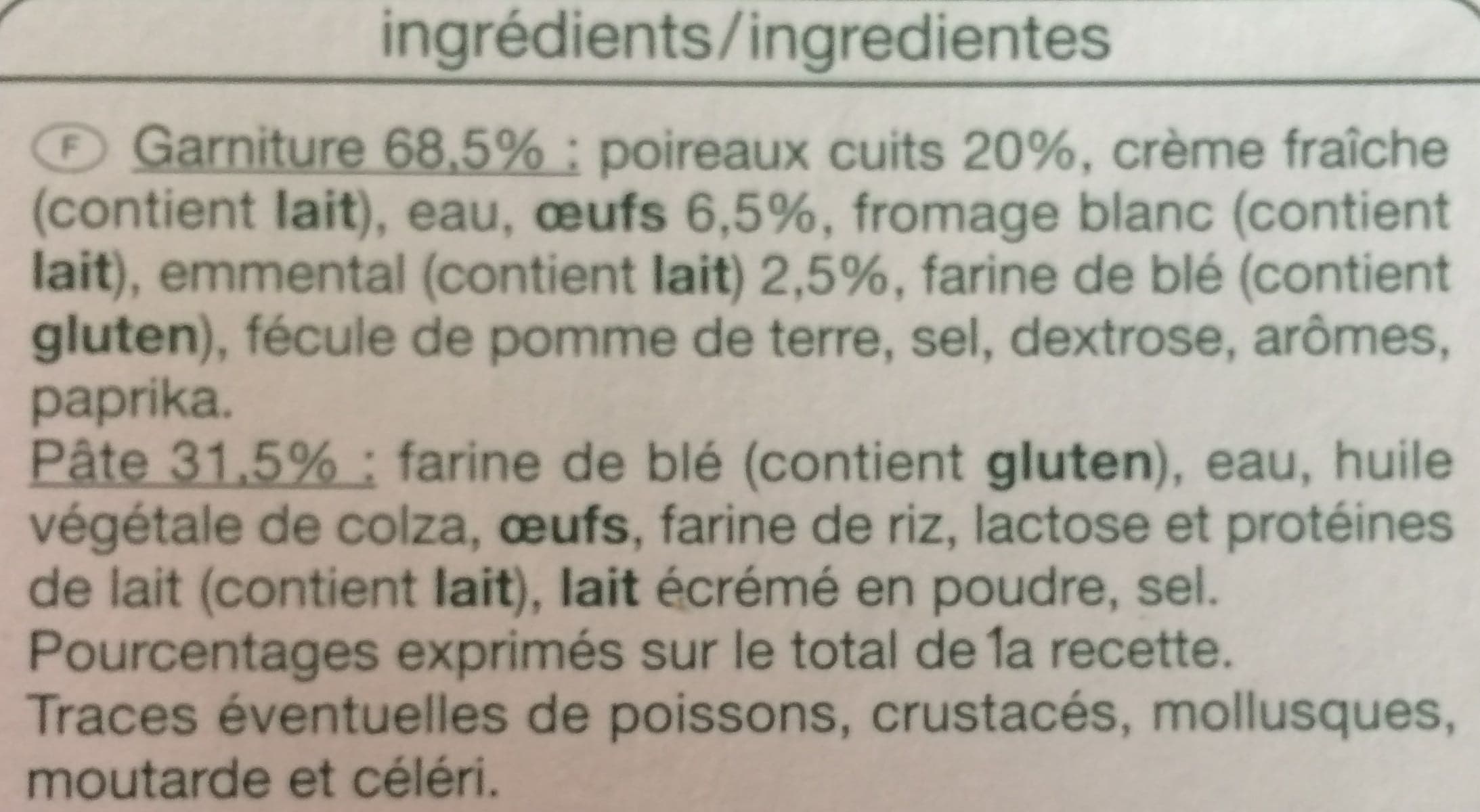 Auchan Tarte aux poireaux packshot
