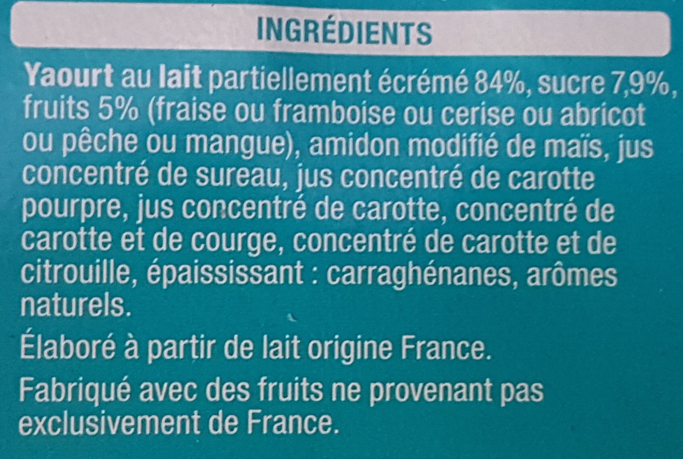 Auchan Les mixes saveurs:framboise / fraise / cerise / mangue / pêche / abricot packshot