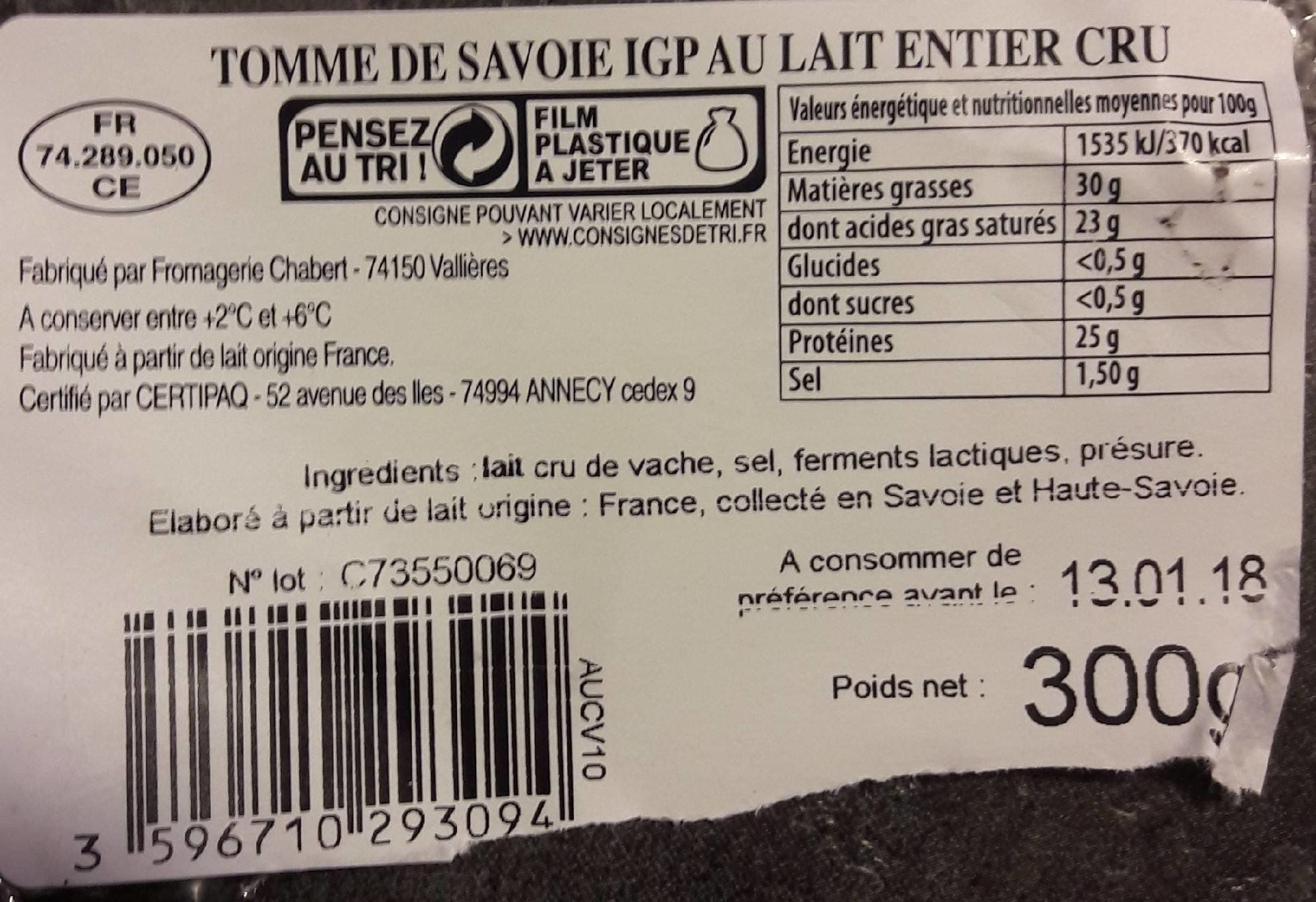 Auchan Tomme de Savoie packshot
