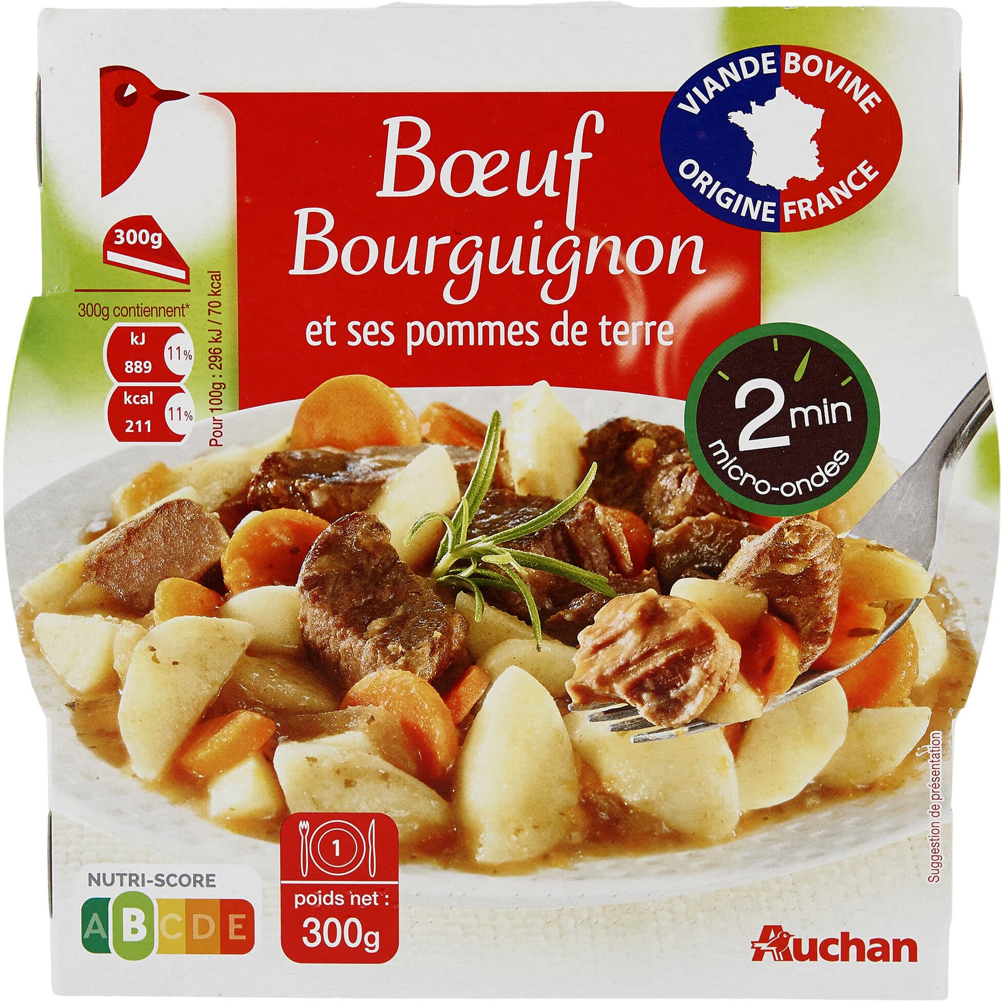 Auchan Boeuf bourguignon et ses pommes de terre packshot