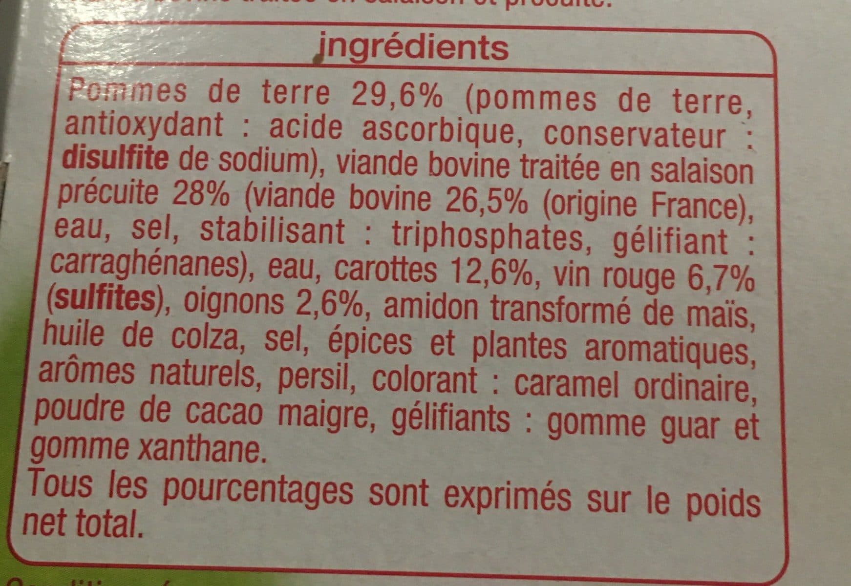 Auchan Boeuf bourguignon et ses pommes de terre packshot