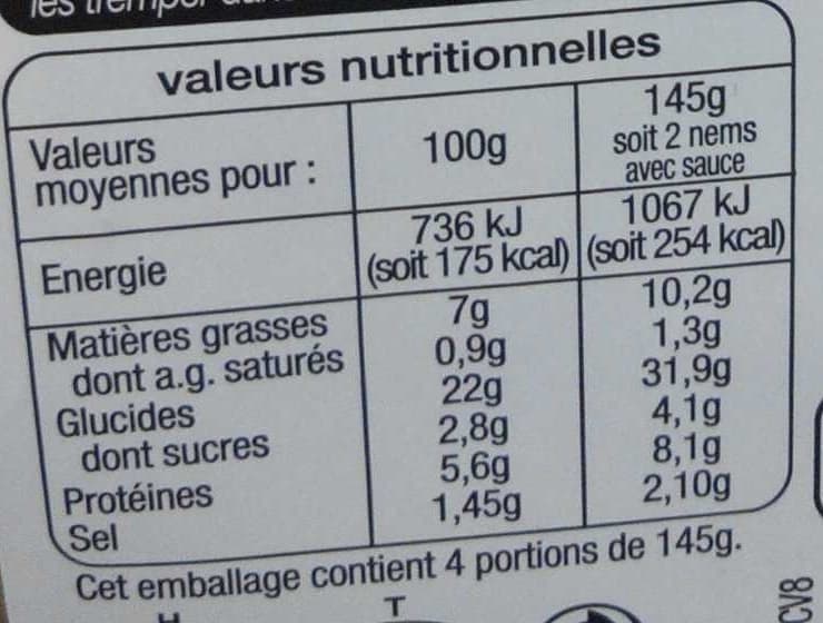 Auchan RECETTE D'ASIEnems volaille menthe sauce nuoc mam8 nems + 3 sachets de sauce packshot
