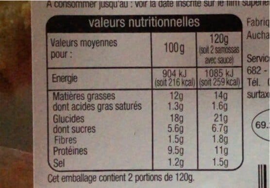Auchan Recette d'indesamossa pouletx4 sauces aigre douce packshot