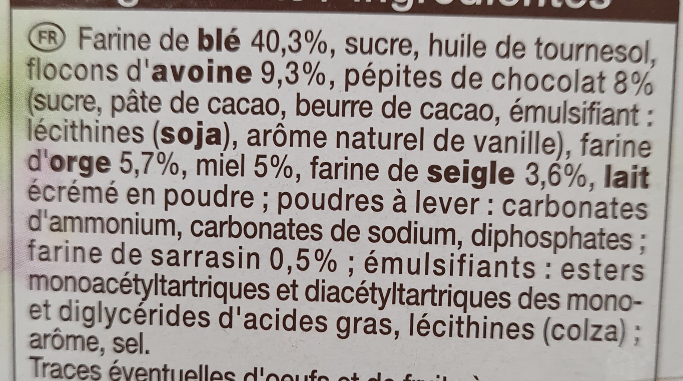 Auchan Biscuits p'tit déj pépites de chocolat et miel packshot