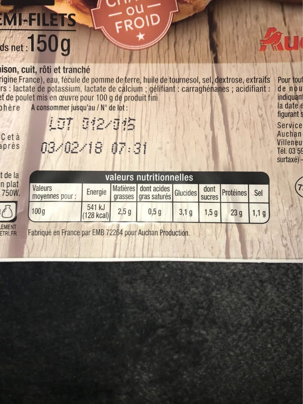 Auchan 1/2 filet de poulet Rôti packshot