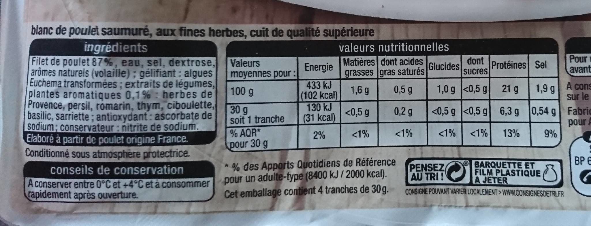 Auchan Blanc de poulet aux fines herbes packshot