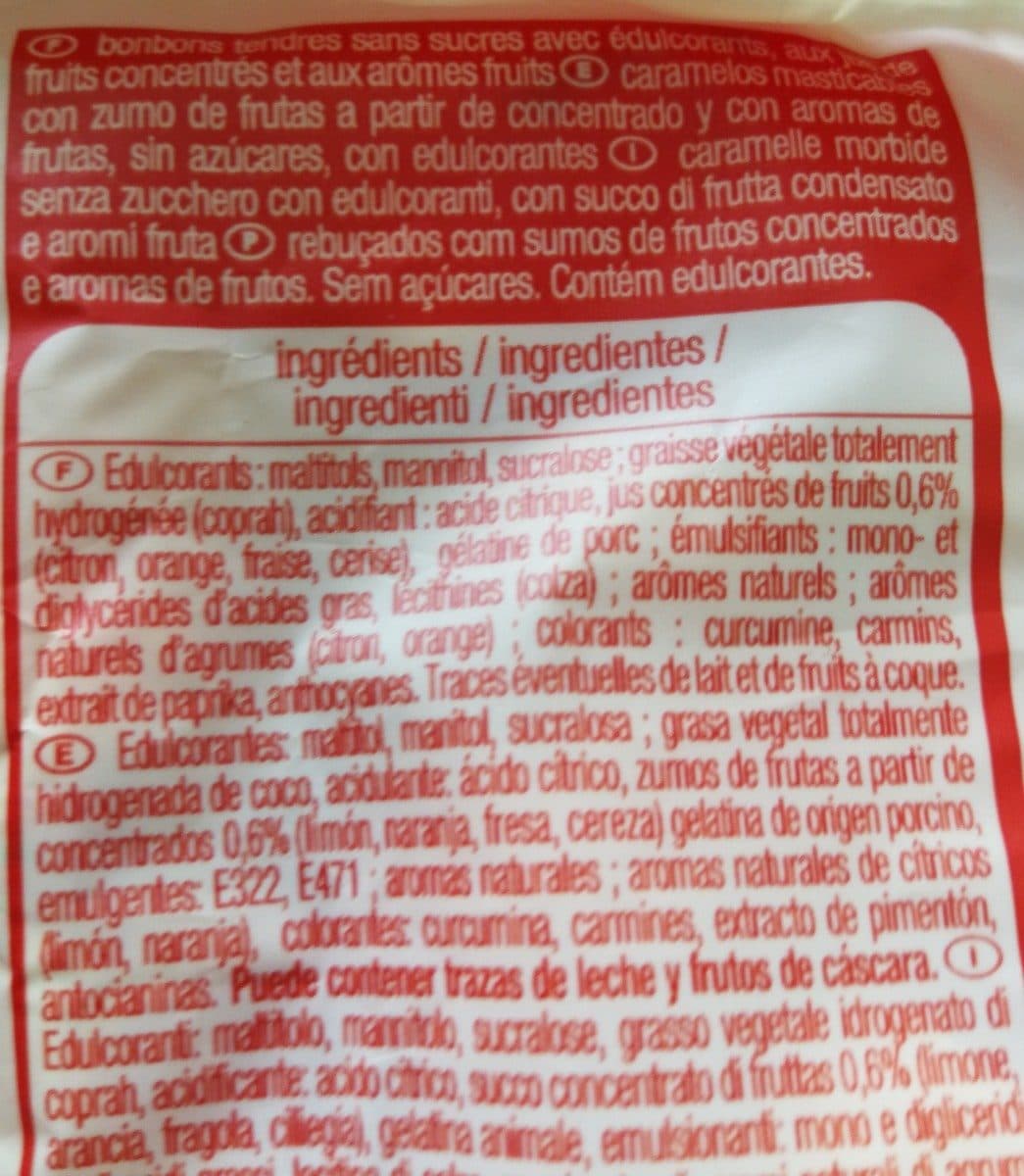 Open Food Facts Bonbons Tendres Aux Jus De Fruits Sans Sucre packshot