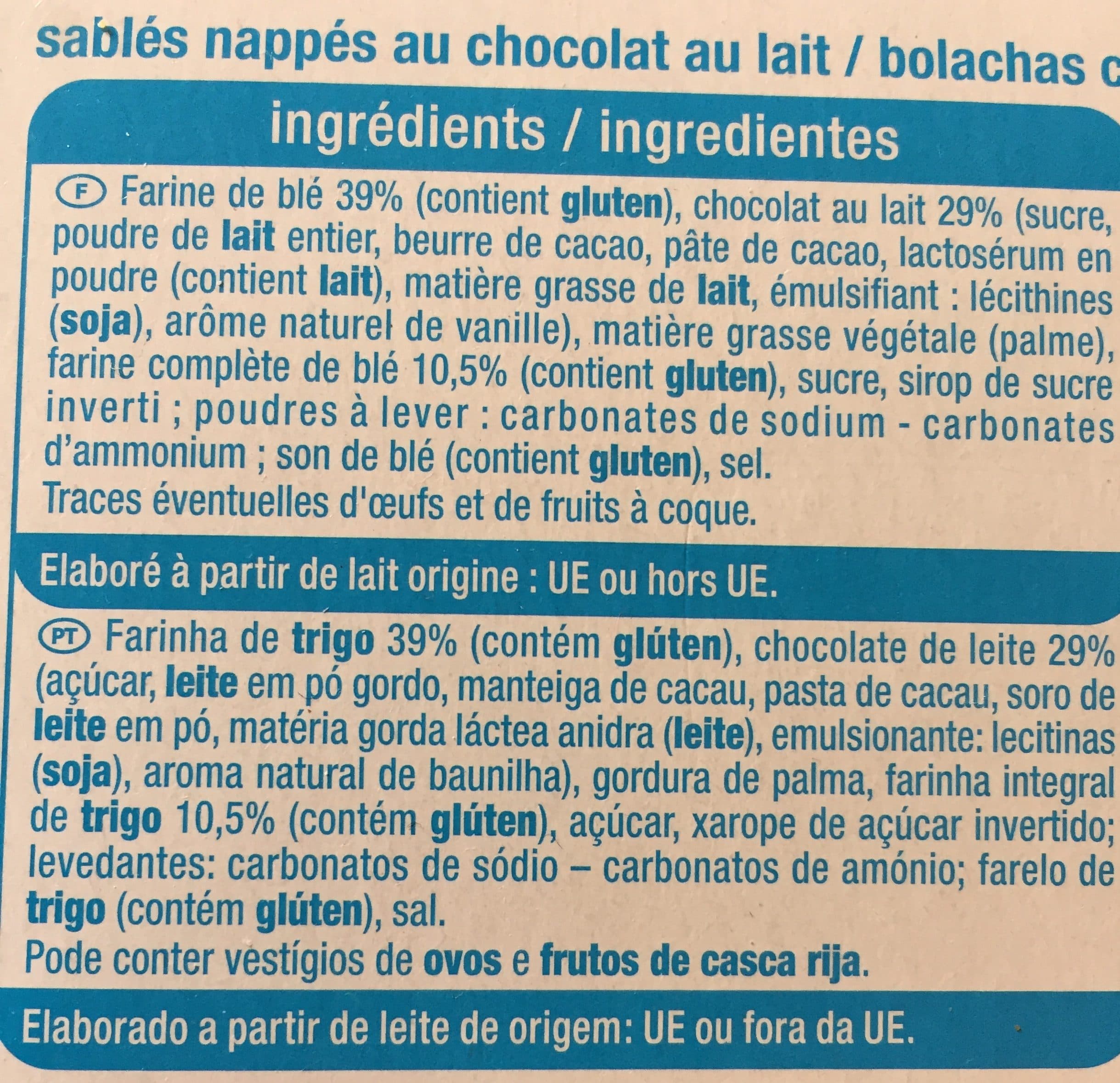 Auchan Sablés nappés chocolat au lait packshot