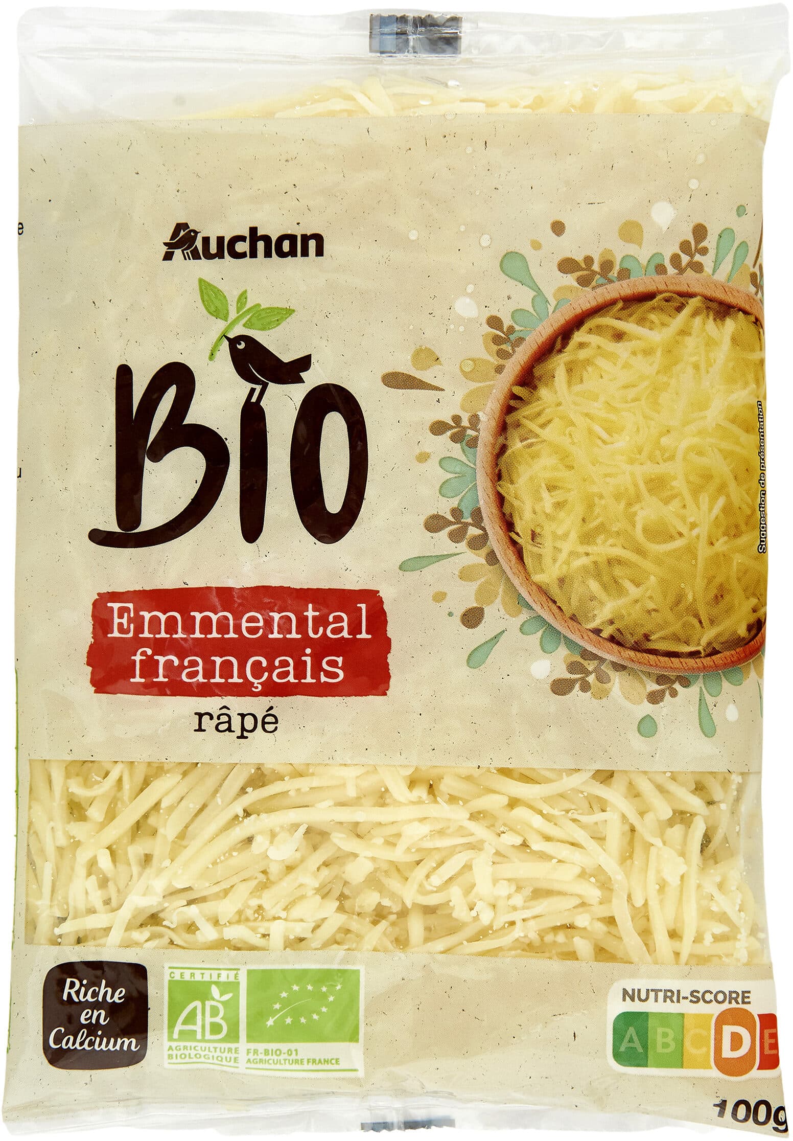 Auchan BIOEmmental français râpé packshot
