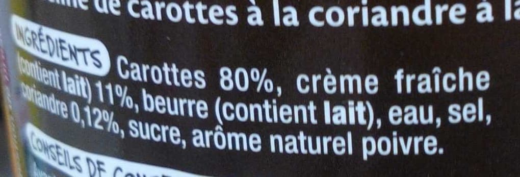 AUCHAN MMM Mousseline de carottes Pointe de crème fraîche et de coriandre packshot
