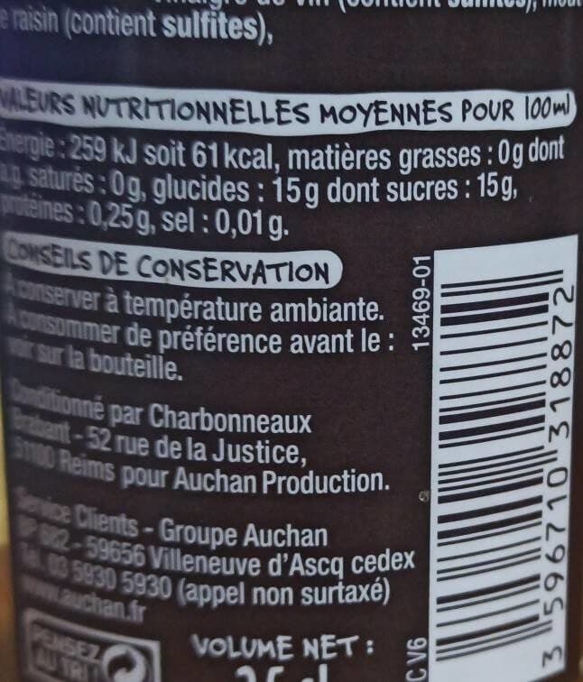 Auchan Condiment balsamique blanc packshot