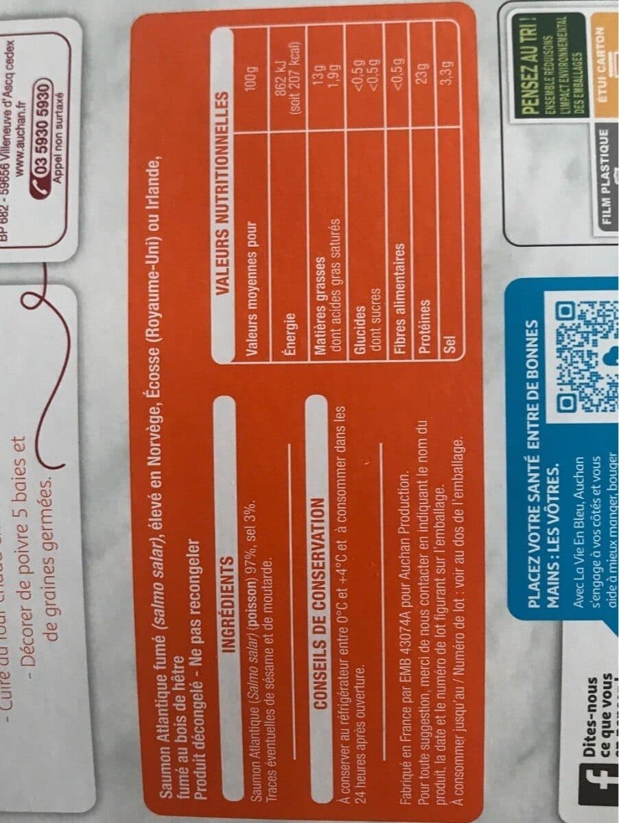 Auchan Dés de saumon fumé packshot