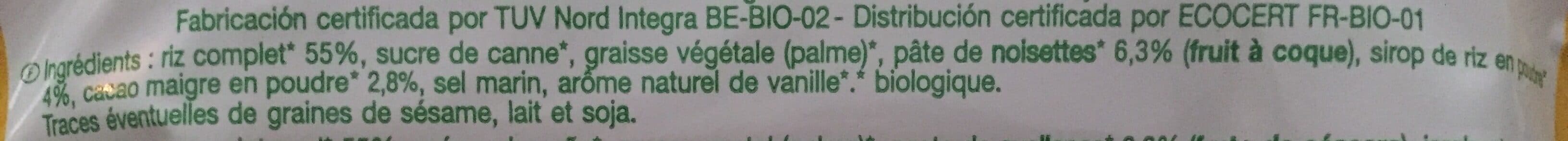 Auchan Bio Double galette de riz fourrée noisette-cacao issue de l'agriculture biologique packshot