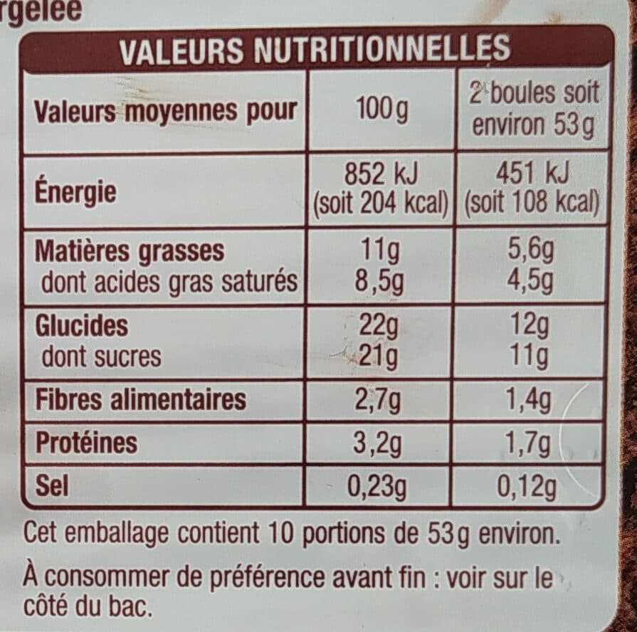Auchan Glace chocolat copeaux de chocolat packshot