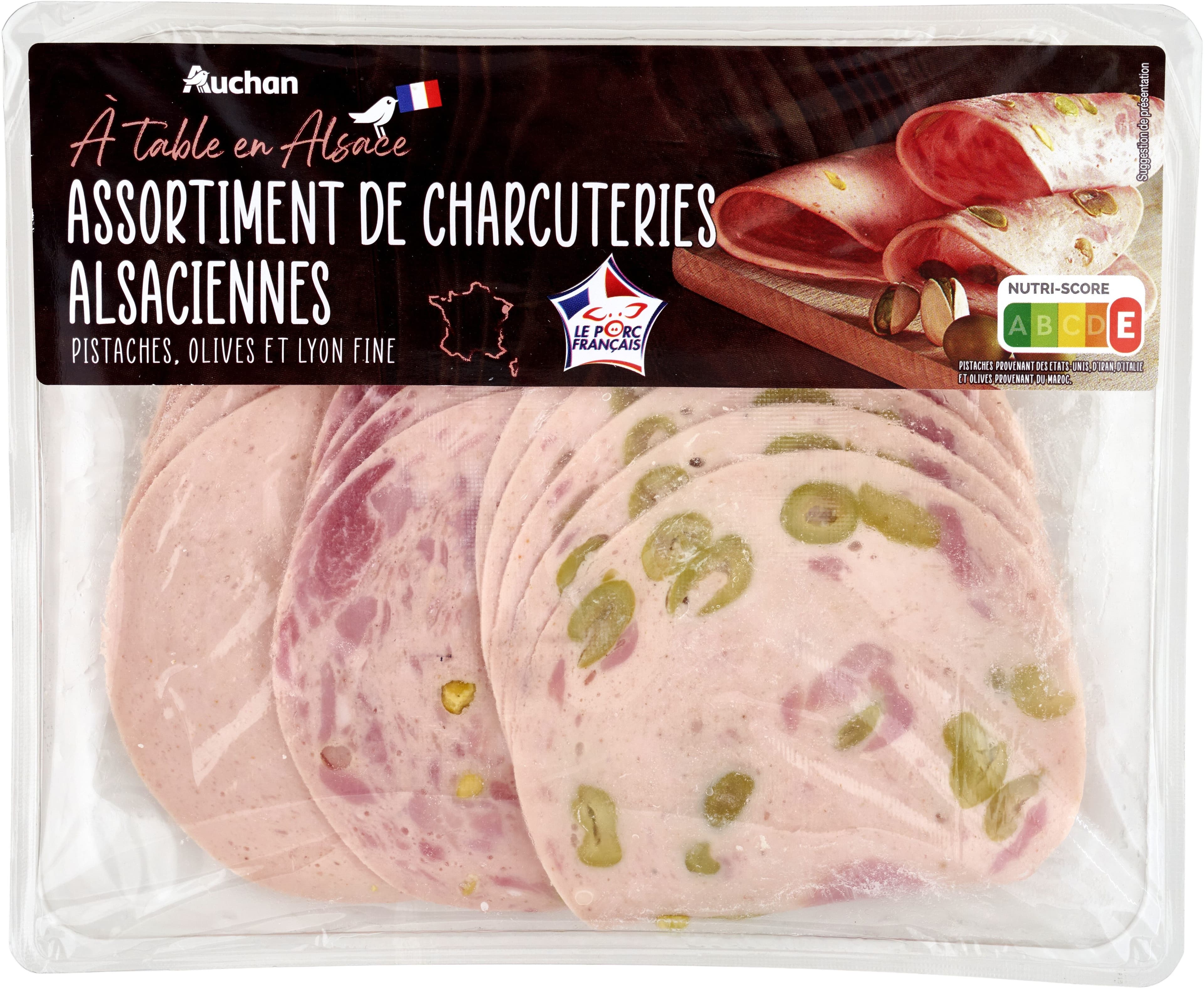 Auchan Assortiment de Charcuteries AlsaciennesPistaches, Olives et Lyon fine packshot