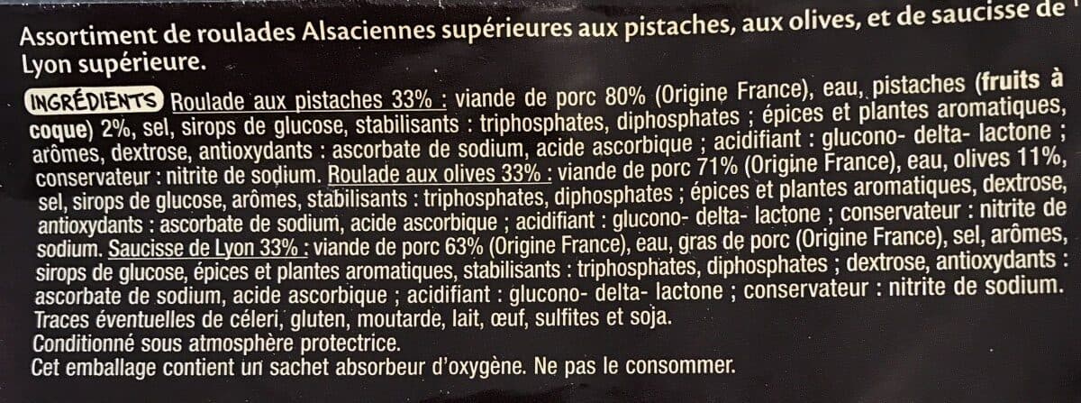 Auchan Assortiment de Charcuteries AlsaciennesPistaches, Olives et Lyon fine packshot