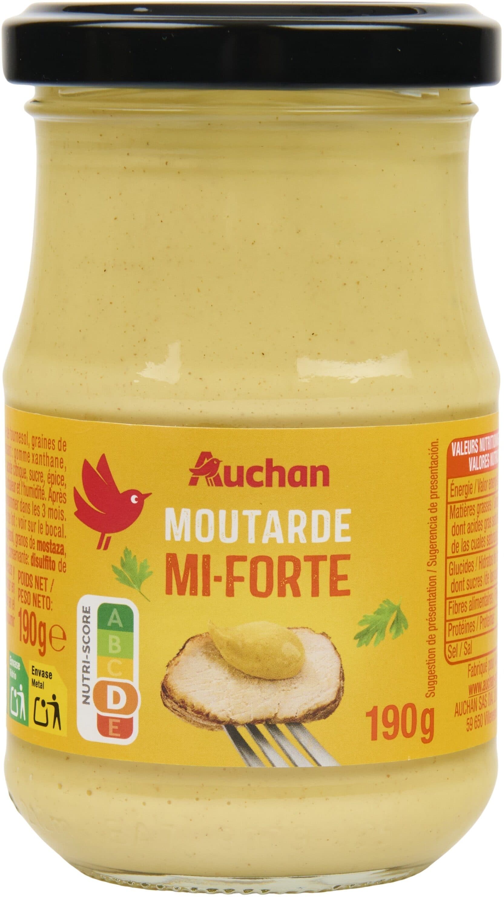 Auchan Moutarde mi forte délicate packshot