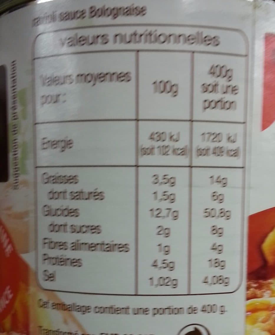 Auchan RAVIOLI Sauce Bolognaise packshot