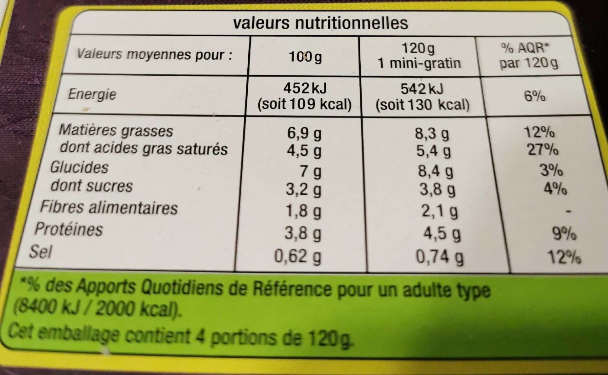 Auchan Mini gratins de légumes à l'emmental packshot