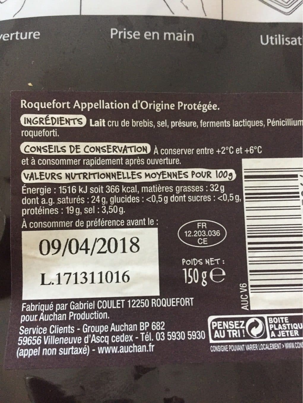 Auchan Roquefort packshot
