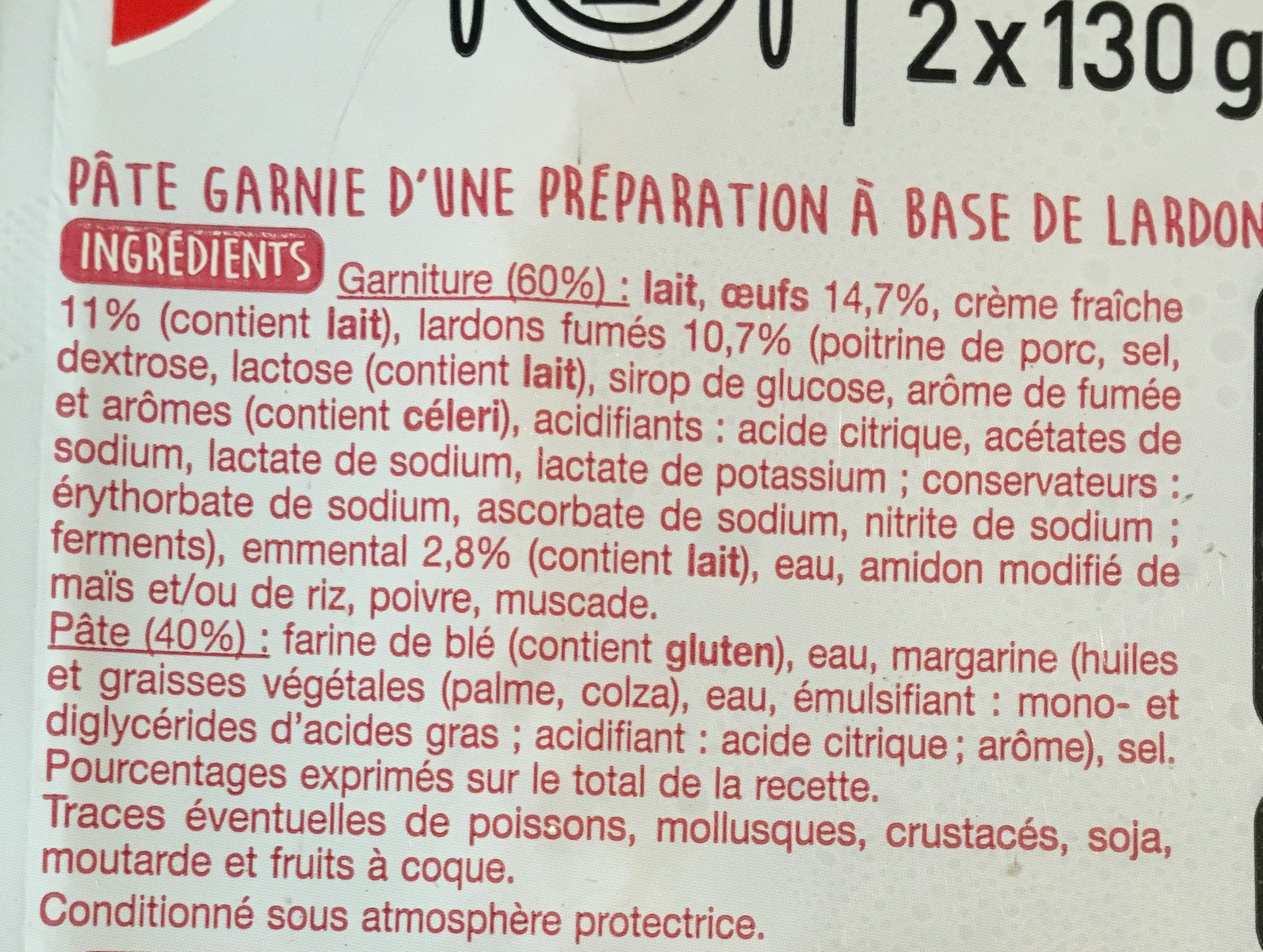 Auchan 2 QUICHES LORRAINECRÈME FRAÎCHE, LARDONS FUMÉS et EMMENTAL packshot