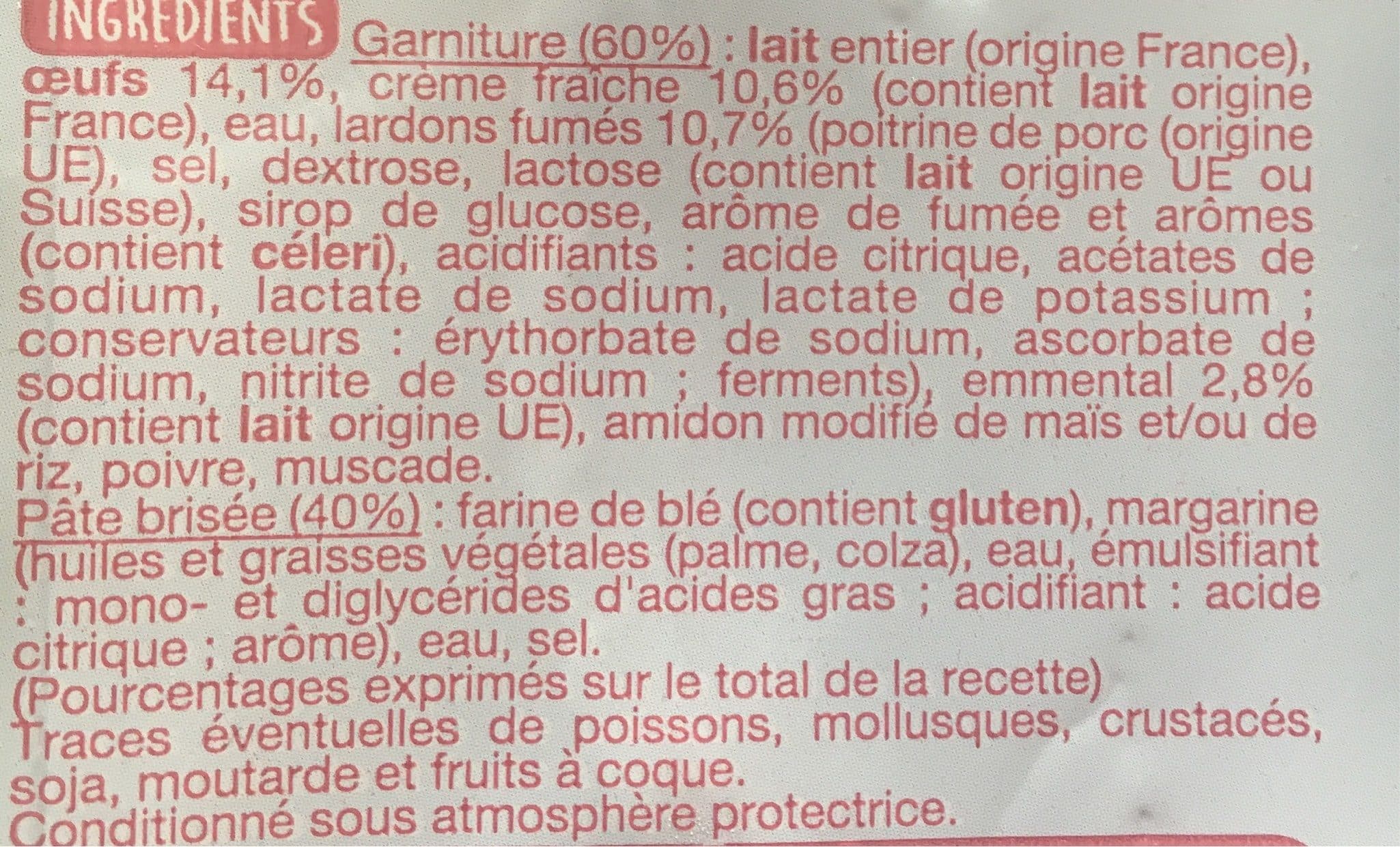 Auchan 2 QUICHES LORRAINECRÈME FRAÎCHE, LARDONS FUMÉS et EMMENTAL packshot
