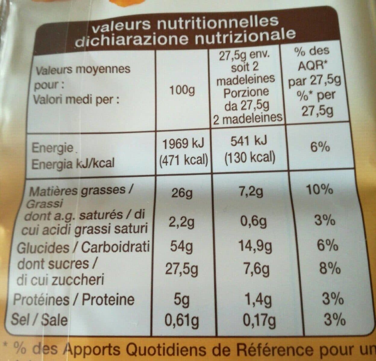 Auchan Madeleines longues packshot