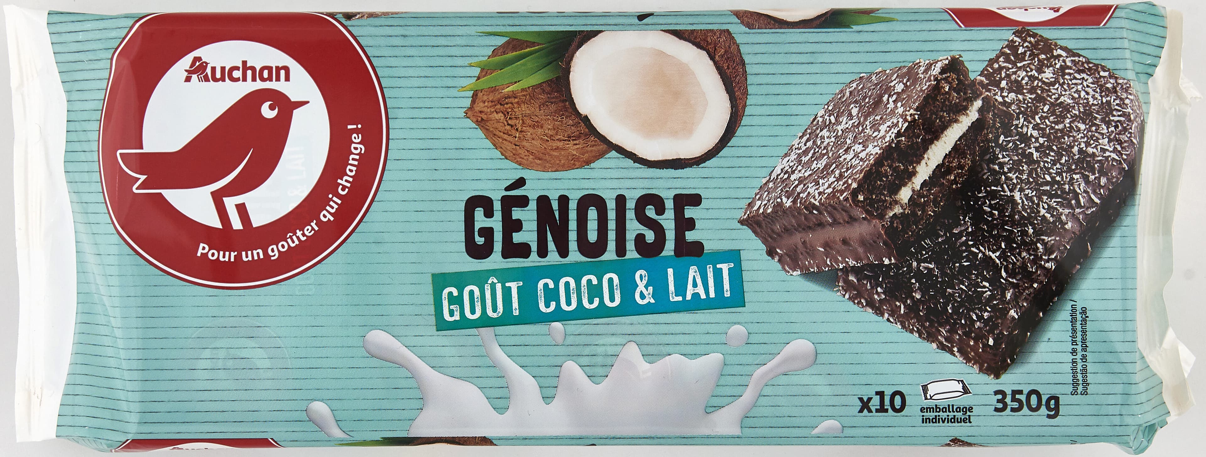 Auchan Génoise coco et lait packshot