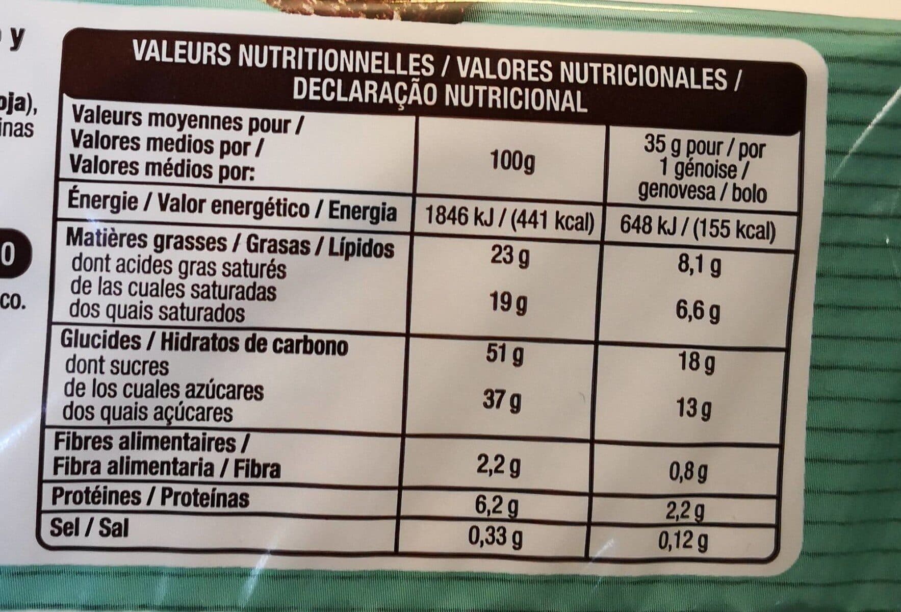 Auchan Génoise coco et lait packshot