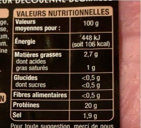 Auchan Jambon Supérieur LABEL ROUGE sans couenne packshot