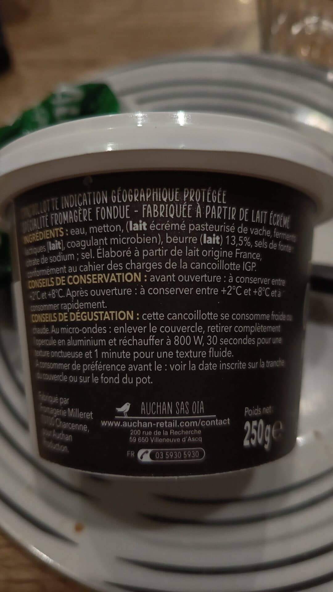 Auchan Cancoillotte NatureIndication Géographique Protégée packshot