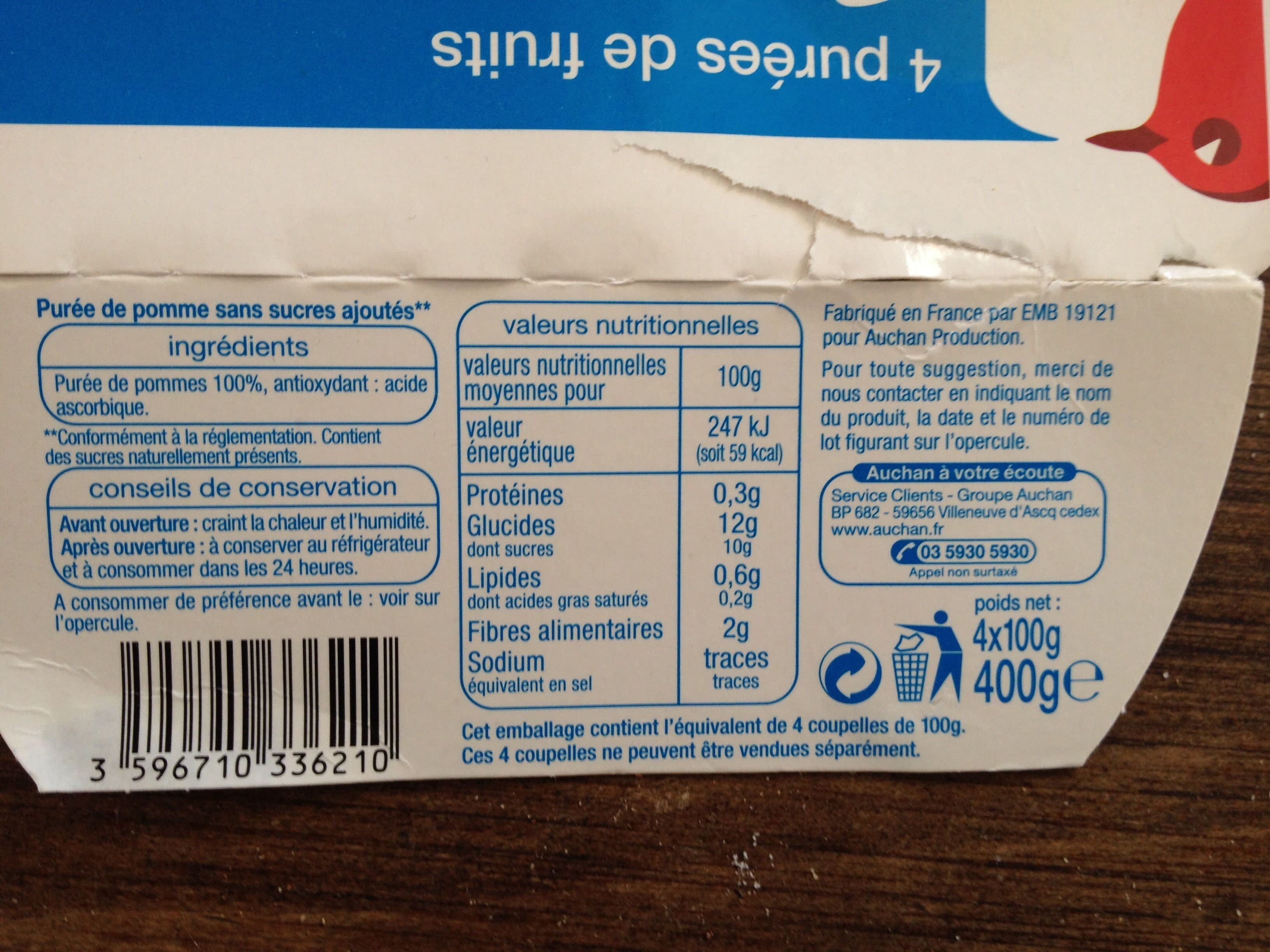 Auchan Pomme sans sucres ajoutés**Contient des sucres naturellement présents packshot