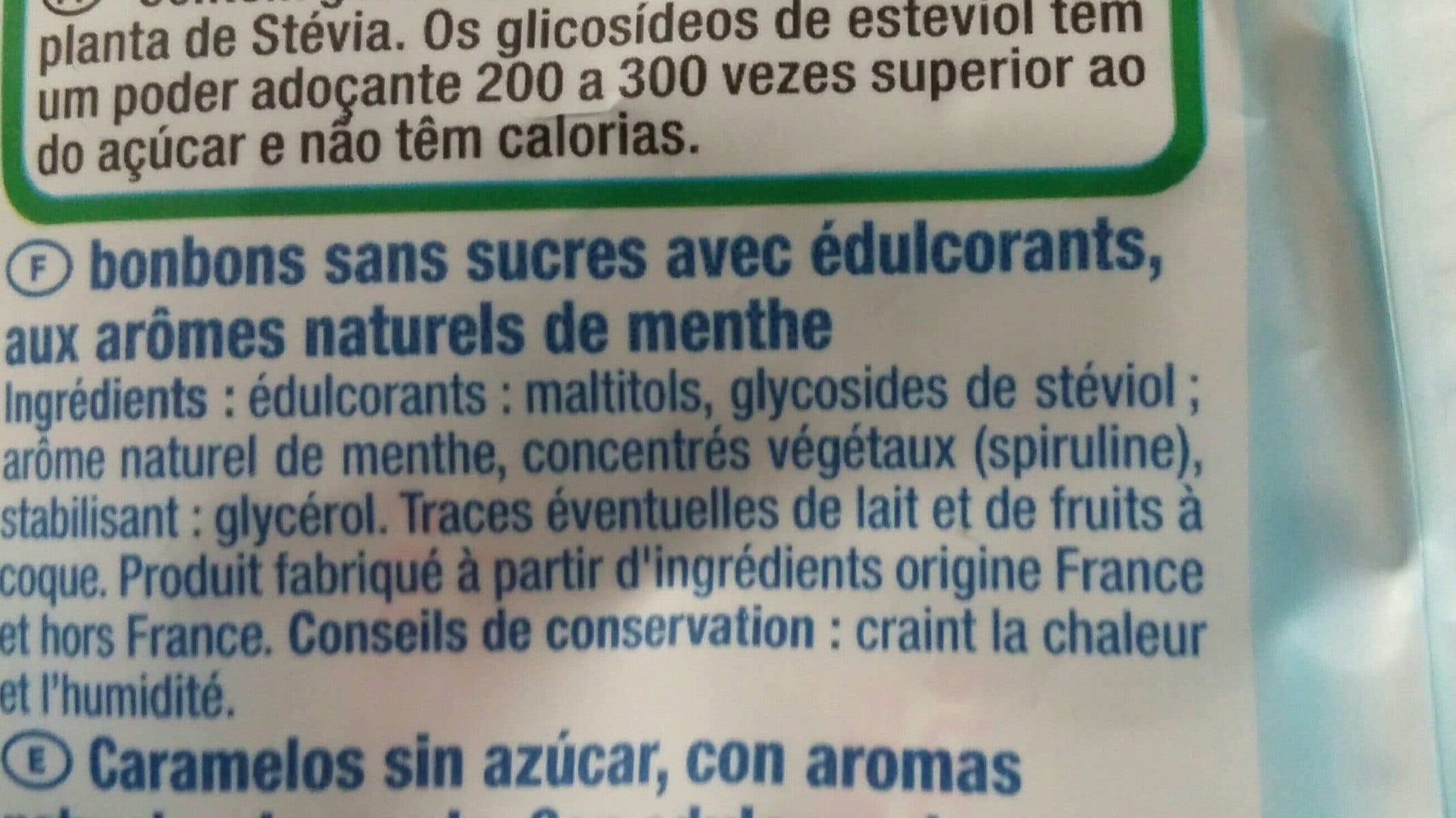 Auchan goût MENTHE SANS SUCRESà l'extrait de Stévia* packshot