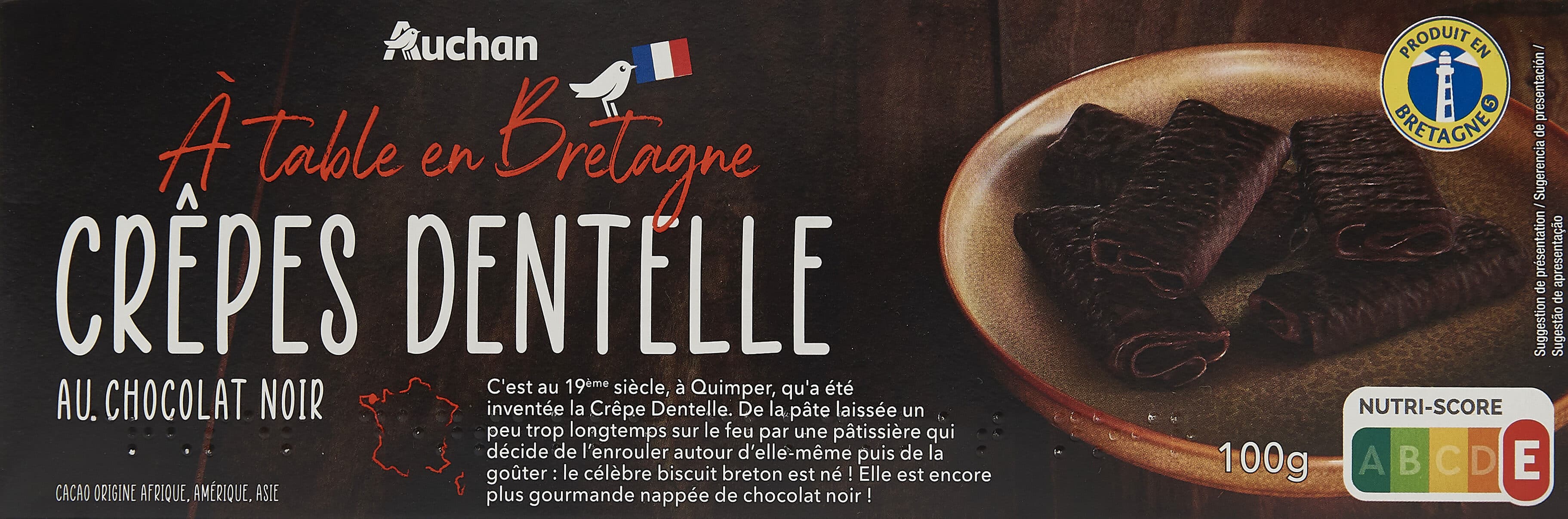 Auchan Crêpes dentelle au chocolat noir packshot