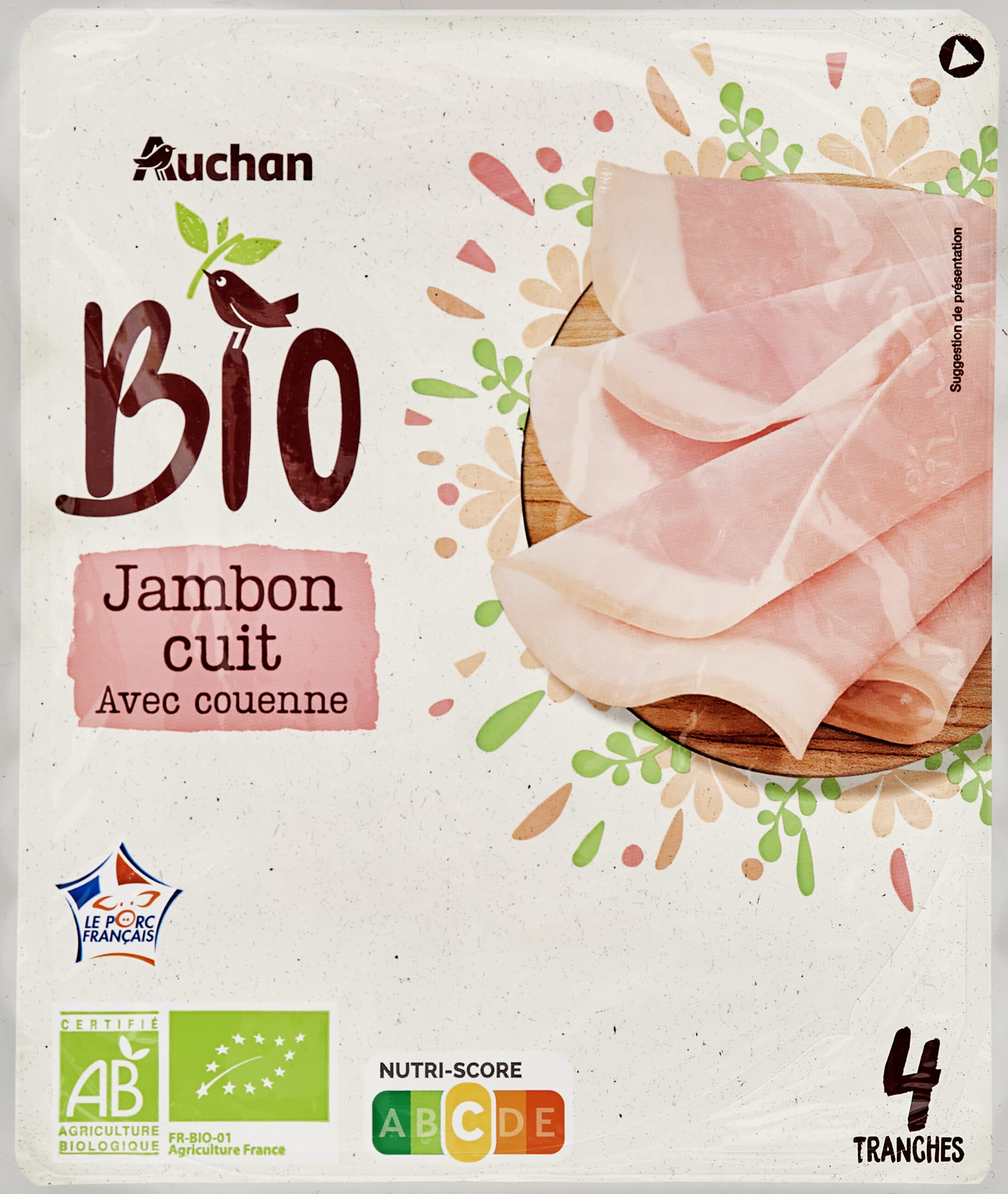 Auchan Bio Jambon cuit avec couenne packshot