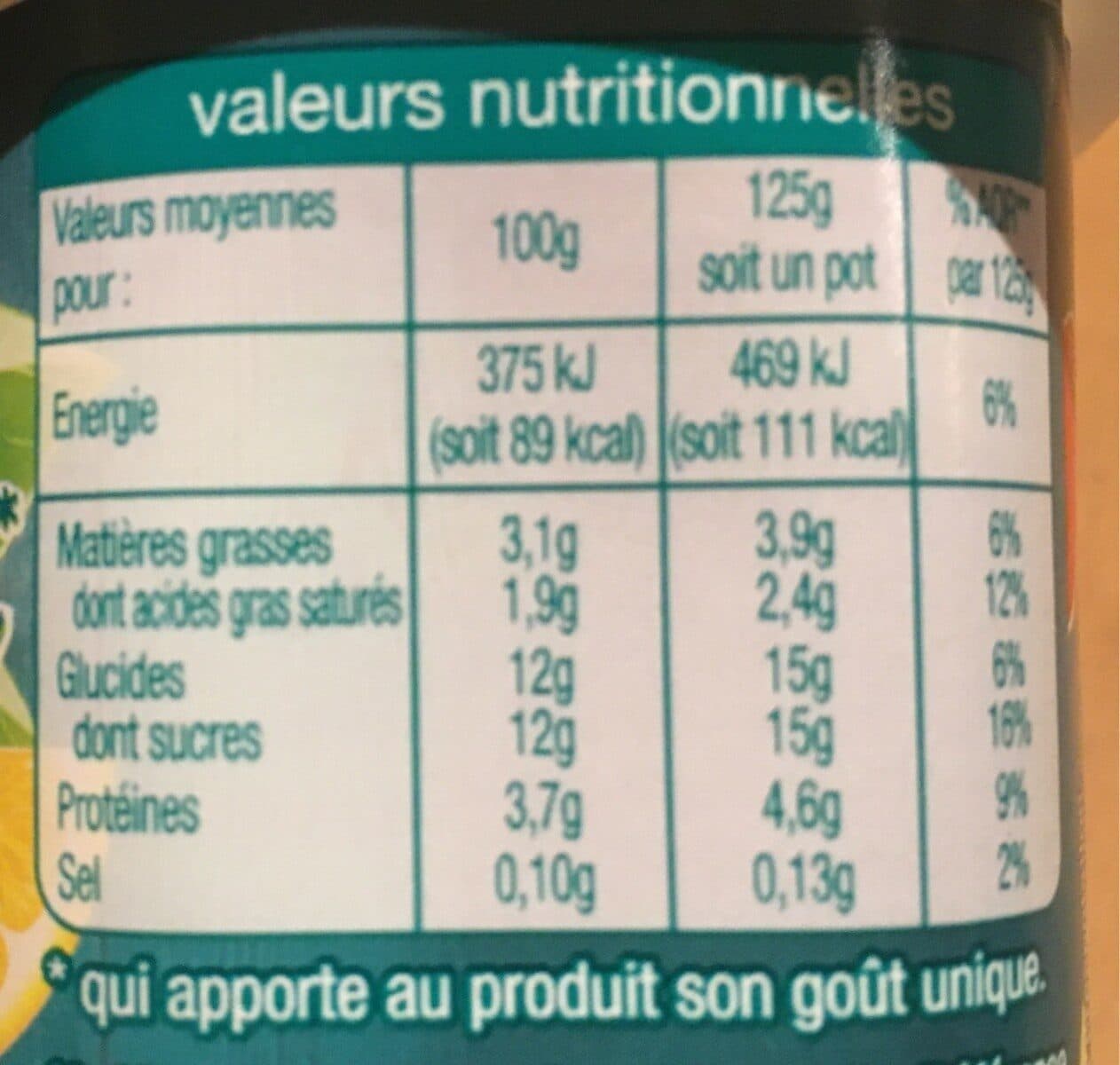 Auchan Lait fermenté au BIFIDUS* SAVEUR CITRON*qui apporte au produit son goût unique packshot
