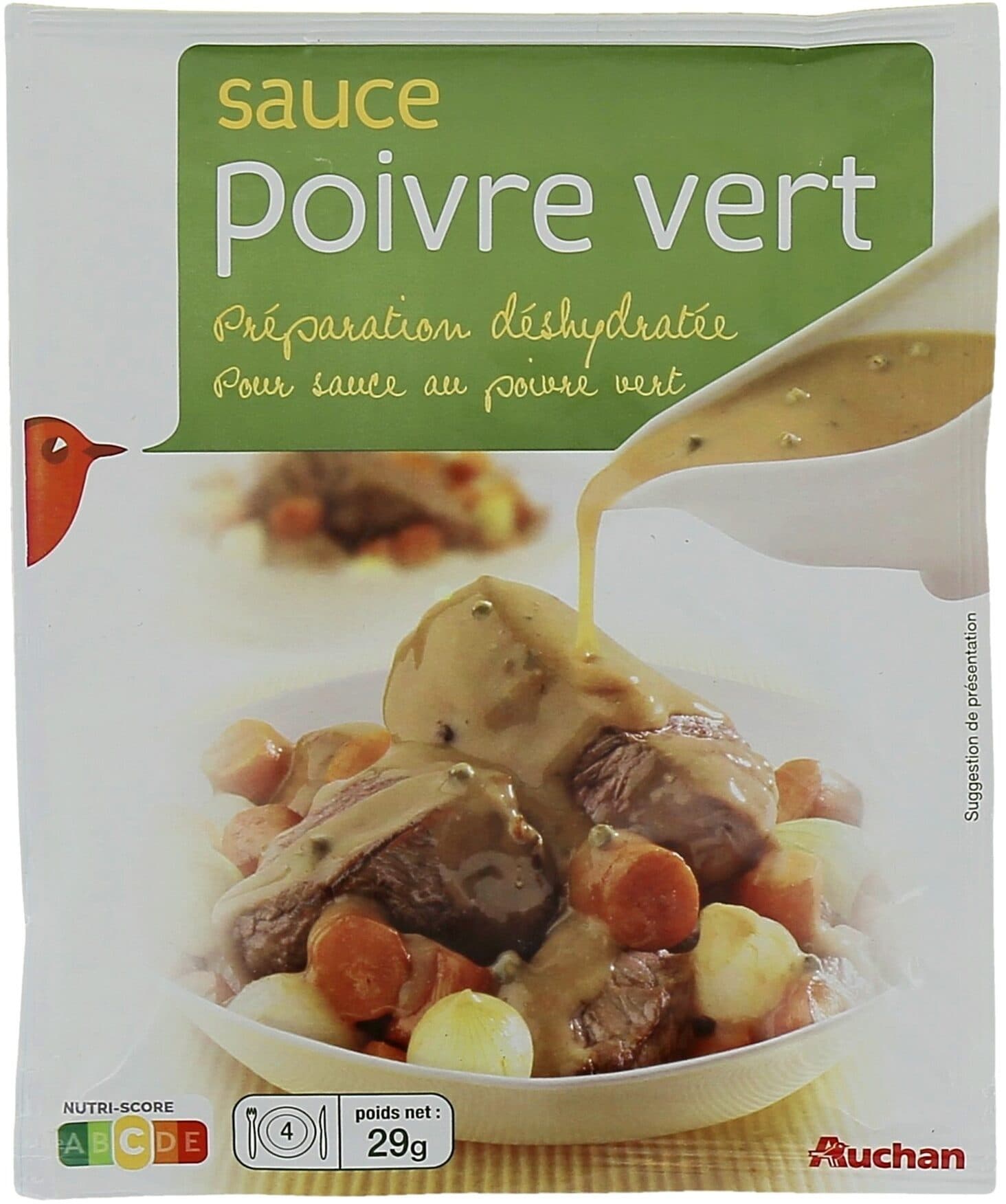 Auchan Sauce poivre vert préparation déshydratée pour sauce au poivre vert packshot