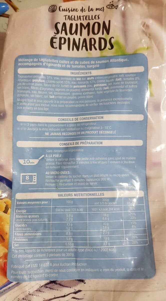 Auchan Tagliatelles saumon et épinards saumon rose du Pacifique packshot