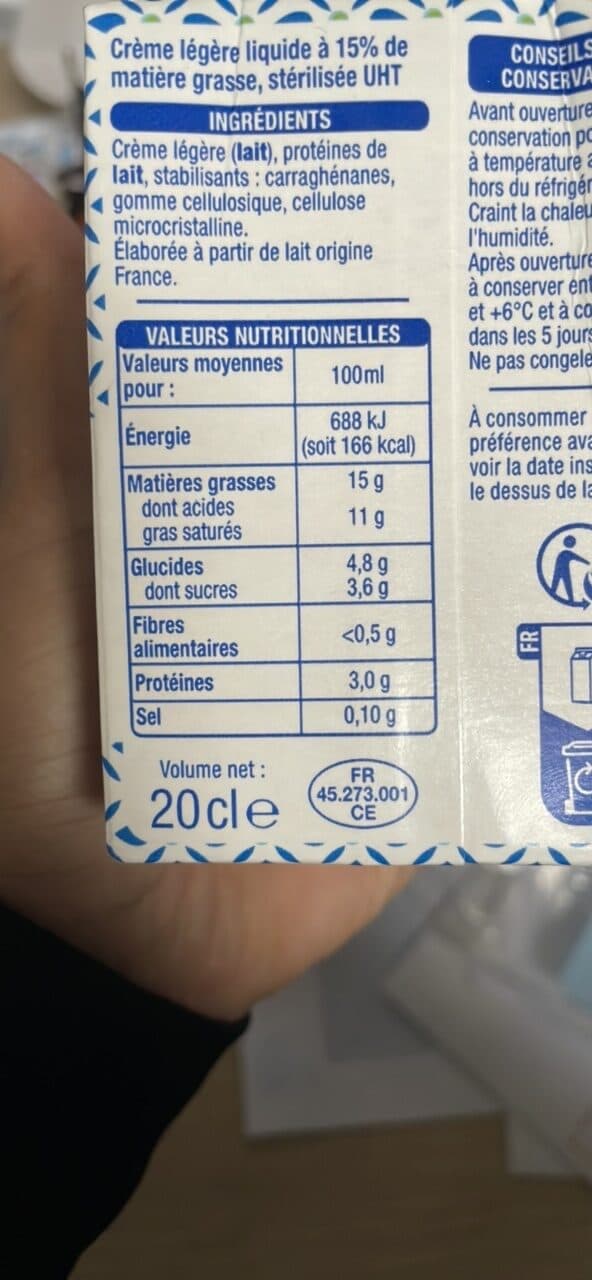 Auchan Crème légère fluide15% mat. gr. packshot