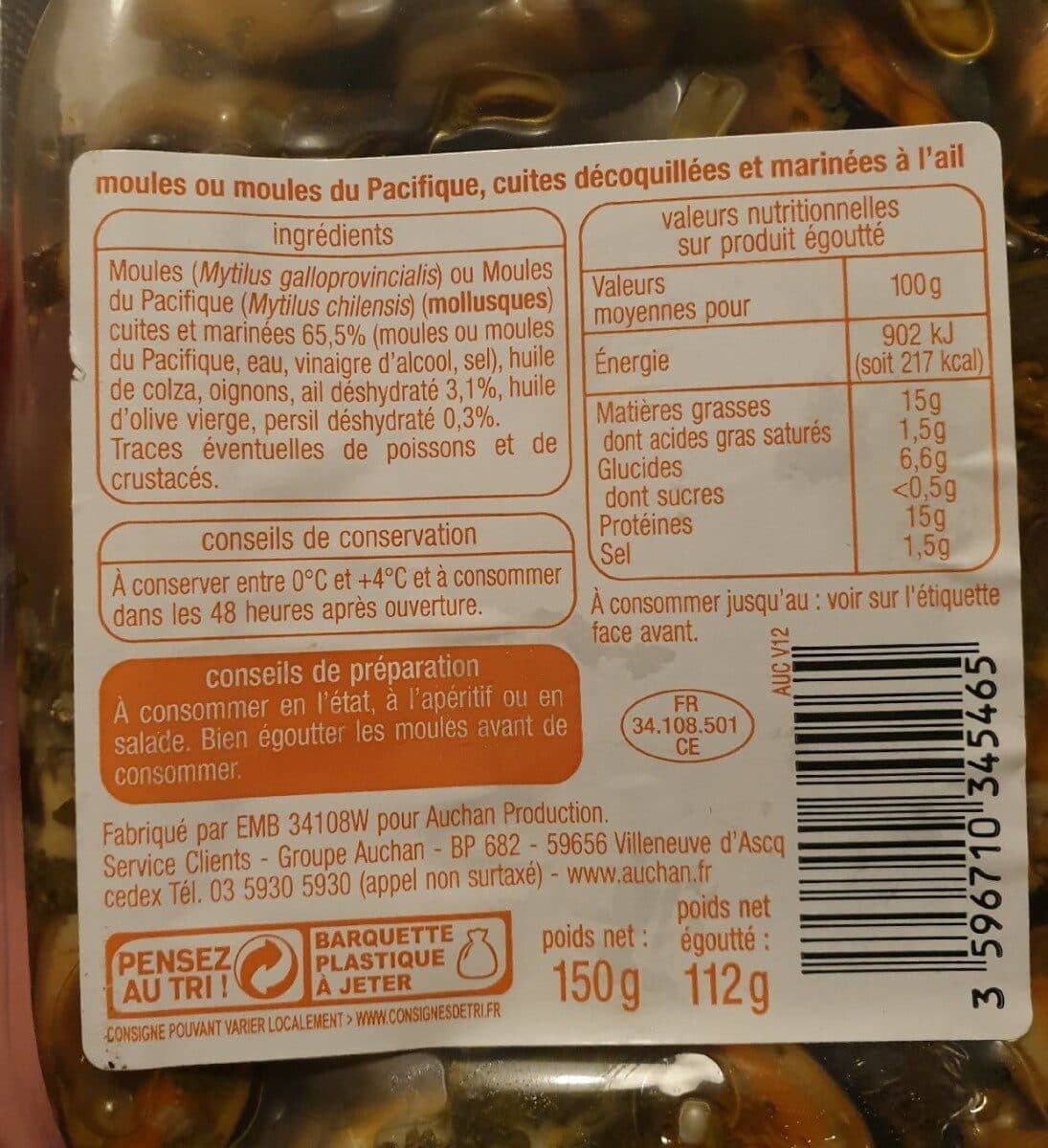 Auchan Tapas moules marinées à l'ail packshot