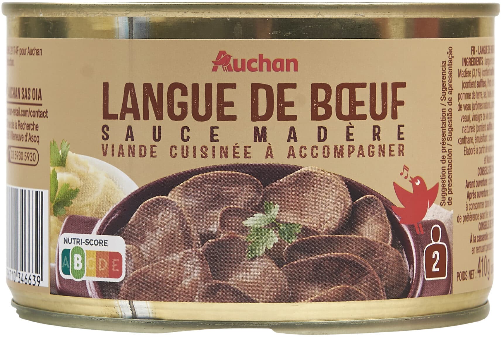 Auchan Langue de boeuf sauce madère packshot
