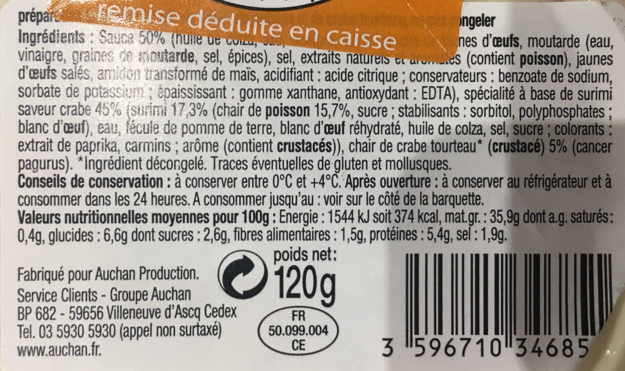 Auchan Tartinable au surimi packshot